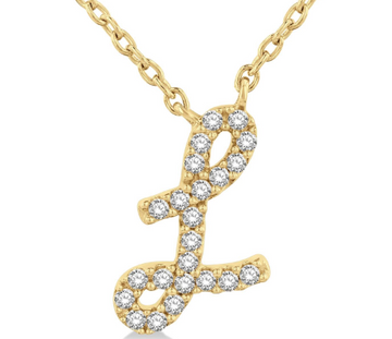 10K Yellow Gold Diamond Initial 'L'  Pendant,  0.07Carat TW